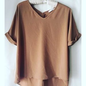 Tan, Sheer Fabric Top